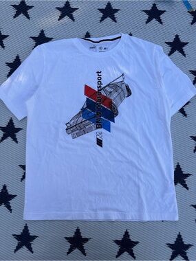 Puma White Short Sleeve T-Shirt with Red and Blue BMW Motorsport Graphic